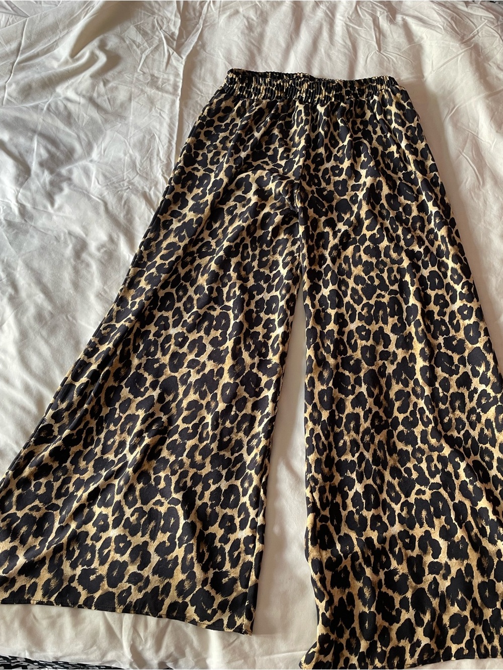 Zara Leopard Print Wide Leg Pants - Black & Tan